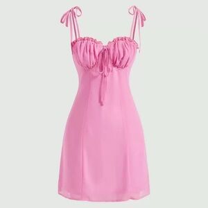 Bubblegum pink ruched bust mini sun dress with bows